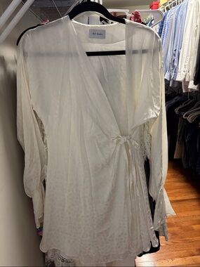 Art Dealer White Italian silk wrap dress